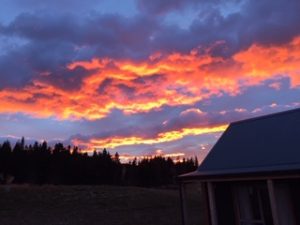Beautiful sunset from Aoraki Mount Cook Farm High Country Cottages